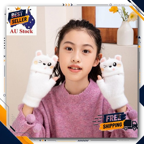 Mink fleece kids winter gloves - kids,